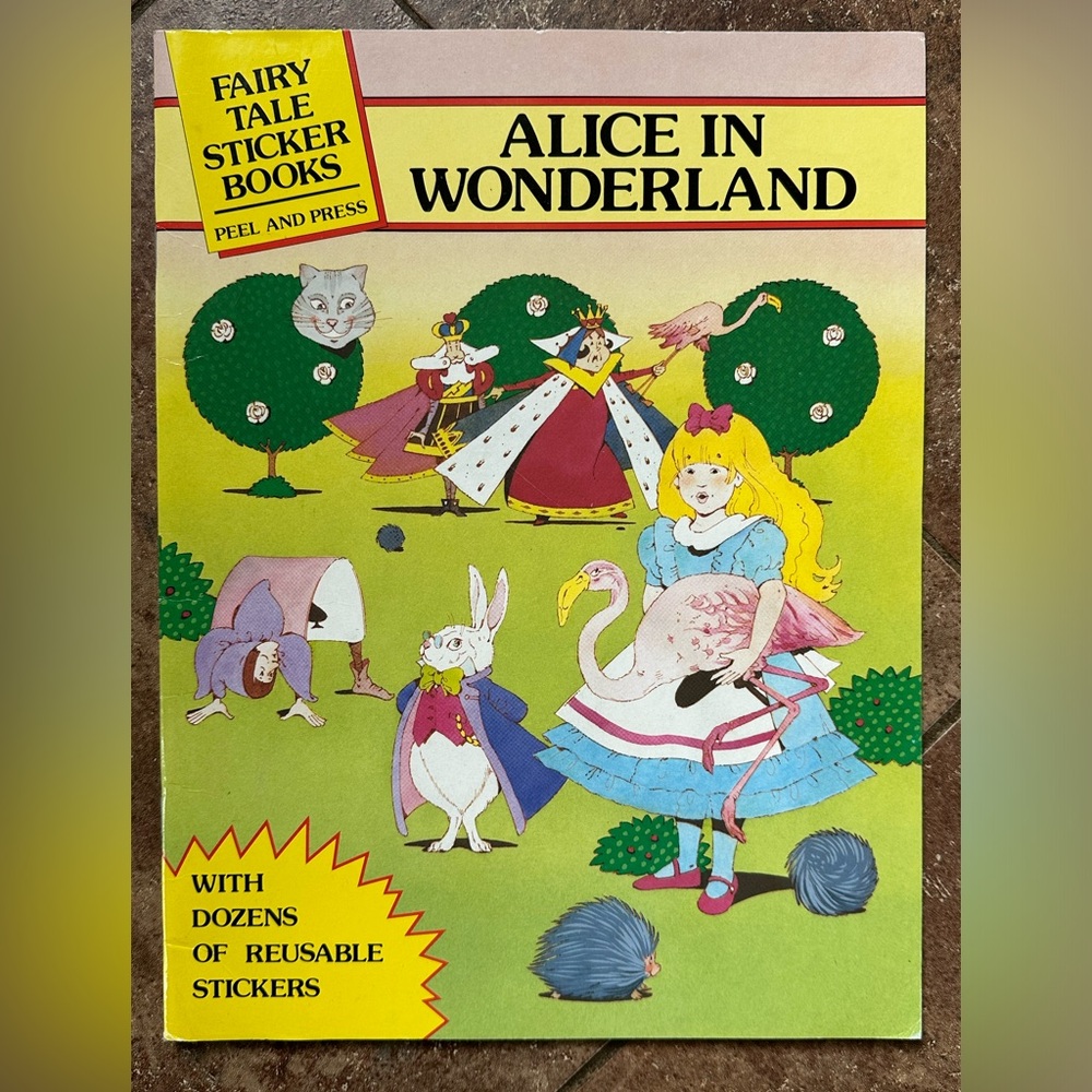 Vintage 1990 Alice in Wonderland Fairy Tales Sticker Book New Unused